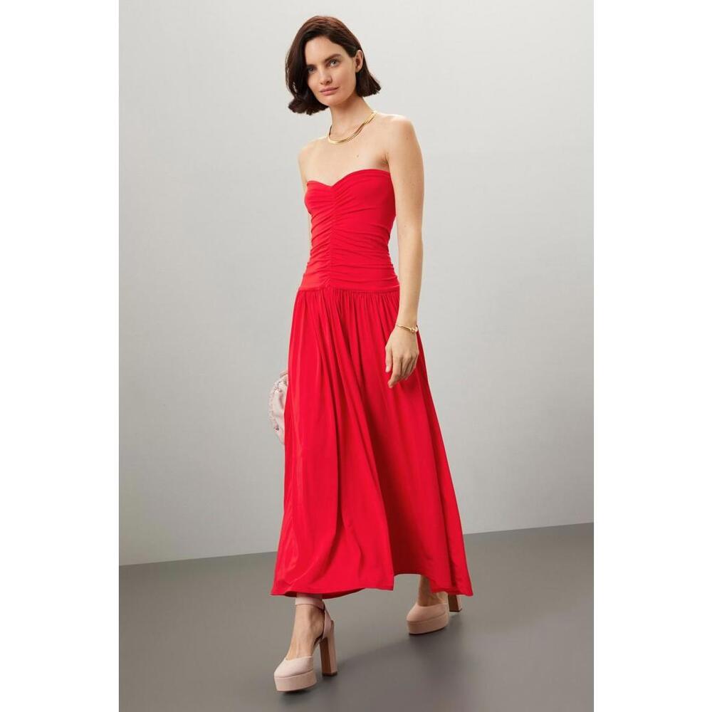 Rosetta Getty x RTR Strapless Ruched Dress Size 6 with Stains